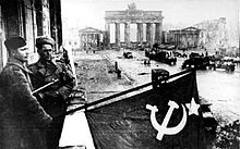 Victorious Soviet soldiers in Berlin, 1945.