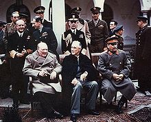 The Big Three: British Prime Minister Winston Churchill, U.S. President Franklin D. Roosevelt and Stalin at the Yalta Conference, February 1945.