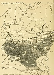 Famine in USSR, 1933. Areas of most disastrous famine marked with black.