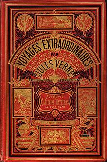 A Hetzel edition of Verne's The Adventures of Captain Hatteras (cover style "Aux deux éléphants")