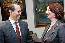 Gillard with U.S. Ambassador Jeff Bleich in June 2010