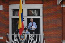 Julian Assange at the Ecuadorian embassy in London