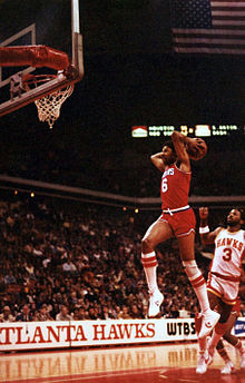 Erving playing against the Atlanta Hawks