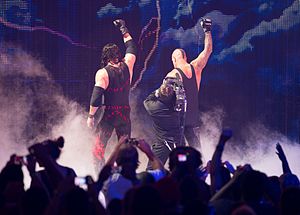 The Brothers of Destruction make their exit at Raw 1000.