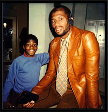 Abdul-Jabbar on the set of Diff'rent Strokes circa 1982 with actor Shavar Ross.