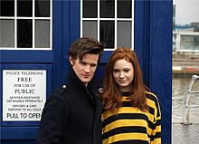 Karen Gillan with Matt Smith, promoting Series 5 of Doctor Who