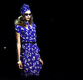 Kloss on the runway for Anna Sui, Fall 2011 in New York Fashion Week