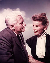 Hepburn had a 26-year relationship with actor Spencer Tracy, although he never divorced his wife. Promotional image for Desk Set, 1957?