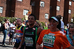 Peter Andre and Price during the 2009 London Marathon