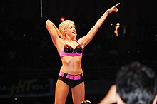 Kelly posing on the turnbuckles in 2008.