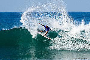 Slater surfing in the Boost Mobile Pro at Trestles