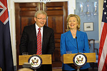 Rudd with United States Secretary of State Hillary Clinton in September 2010