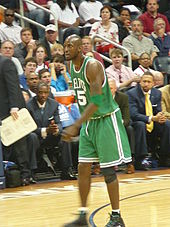 Garnett in Game 4 of the 2008 NBA Playoffs against the Atlanta Hawks.