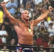 Kurt Angle after retaining his Olympic Gold Medal at SummerSlam (2005).