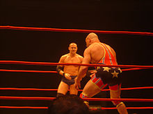 Angle in a match against Desmond Wolfe.