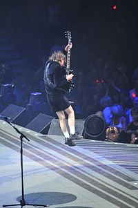 Angus Young onstage antics at Scotiabank Place in Ottawa 2009