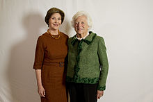 Laura Bush and Barbara Bush at the LBJ Presidential Library in 2012