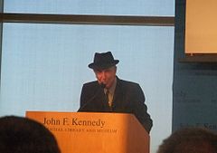 Cohen was honored alongside Chuck Berry as the recipients of the first annual PEN Awards for songwriting excellence-at the JFK Presidential Library, Boston, Massachusetts on 26 February 2012.