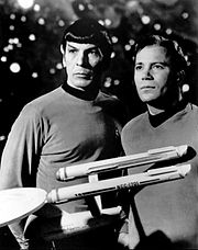 Nimoy as Spock with William Shatner as Kirk, 1968.