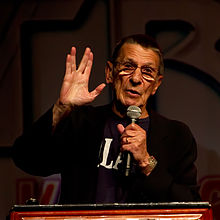 Nimoy giving the Vulcan salute in 2011