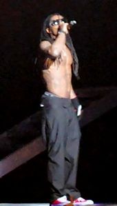 Lil Wayne performing at Roger Arena in a concert in Vancouver, January 2009