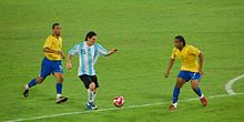 Messi in the semi-final against Brazil at the 2008 Olympics