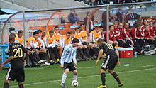 Messi and Argentina lost 0–4 against Germany in the quarter-finals of the 2010 FIFA World Cup