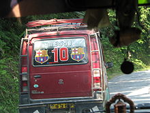 An example of Messi's popularity and influence. Photographed in India.