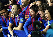 Barcelona and Messi celebrate 2011 FIFA Club World Cup win.