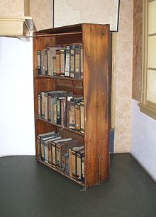 Reconstruction of the bookcase that covered the entrance to the Secret Annex, in the Anne Frank House in Amsterdam