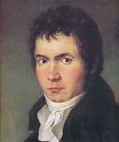 Ludwig van Beethoven: detail of an 1804 portrait by Joseph Willibrord Mähler. The complete painting depicts Beethoven with a lyre-guitar