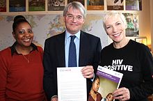 HIV campaigners, Memory Sachikonye (l) and Annie Lennox (r) met with Secretary of State for International Development Andrew Mitchell