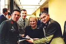 With NATO officers during NATO Ceremony of Accession of New Members, 1999.