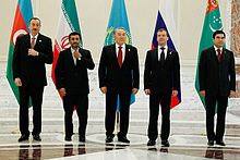 Ahmadinejad with leaders of the Caspian sea bordering nations