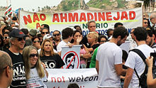 Demonstration against the president of Iran Mahmoud Ahmadinejad during the RIO+20 conference