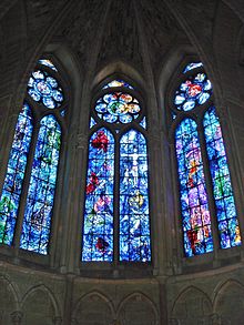 Stained glass windows in Reims Cathedral, 1974