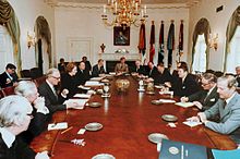 Thatcher's Cabinet meets with Reagan's Cabinet at the White House, 1981