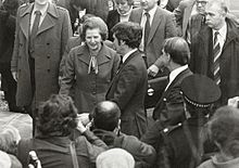 Thatcher on a visit to the University of Salford, 1982