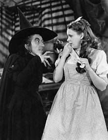 Hamilton as the Wicked Witch of the West with Judy Garland as Dorothy Gale in The Wizard of Oz (1939)