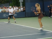 Kirilenko with her mixed doubles partner and then boyfriend, Igor Andreev, at the US Open