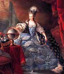 Marie Antoinette, Queen of France, in coronation robes by Jean-Baptiste Gautier Dagoty, 1775.