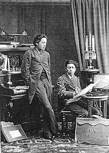 Young Chekhov (left) with brother Nikolai in 1882