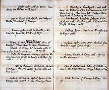 Page from William Godwin's journal recording "Birth of Mary, 20 minutes after 11 at night" (left column, four rows down)