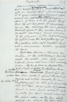 Draft of Frankenstein ("It was on a dreary night of November that I beheld my man completed ...")