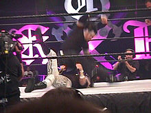 Matt Hardy performing his patented legdrop onto Christian at the King of the Ring.