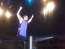 Hardy performing his signature "V1!" gesture prior to a match on Smackdown.