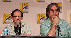 David X. Cohen and Groening at the Futurama panel of Comic-Con 2009