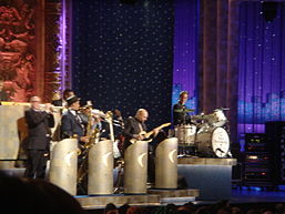 Weinberg leads The Max Weinberg 7 during a taping of Late Night with Conan O'Brien done on the road in Chicago in 2006.