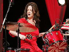 White with her drum kit in 2007.