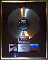 Thriller platinum record on display at the Hard Rock Cafe, Hollywood in Universal City, California
